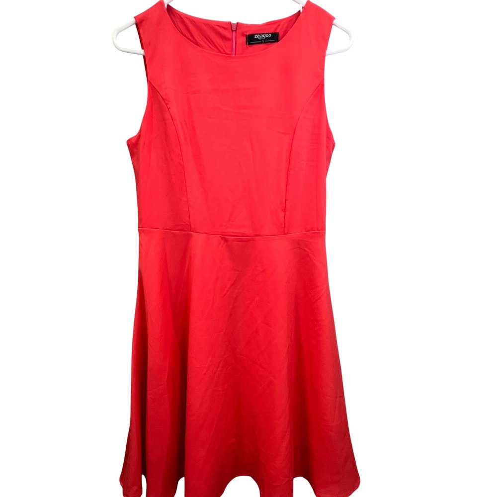 Zeagoo Womens Red Sleeveless Fit & Flare Skater Dress S Rockabilly Retro‎ Pinup